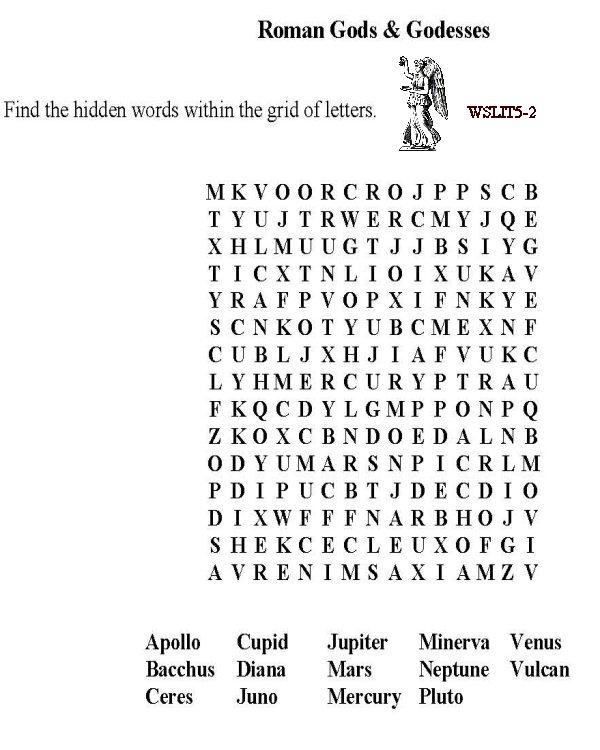 Bluebonkers Free Printable Word Search Sheet Roman Gods